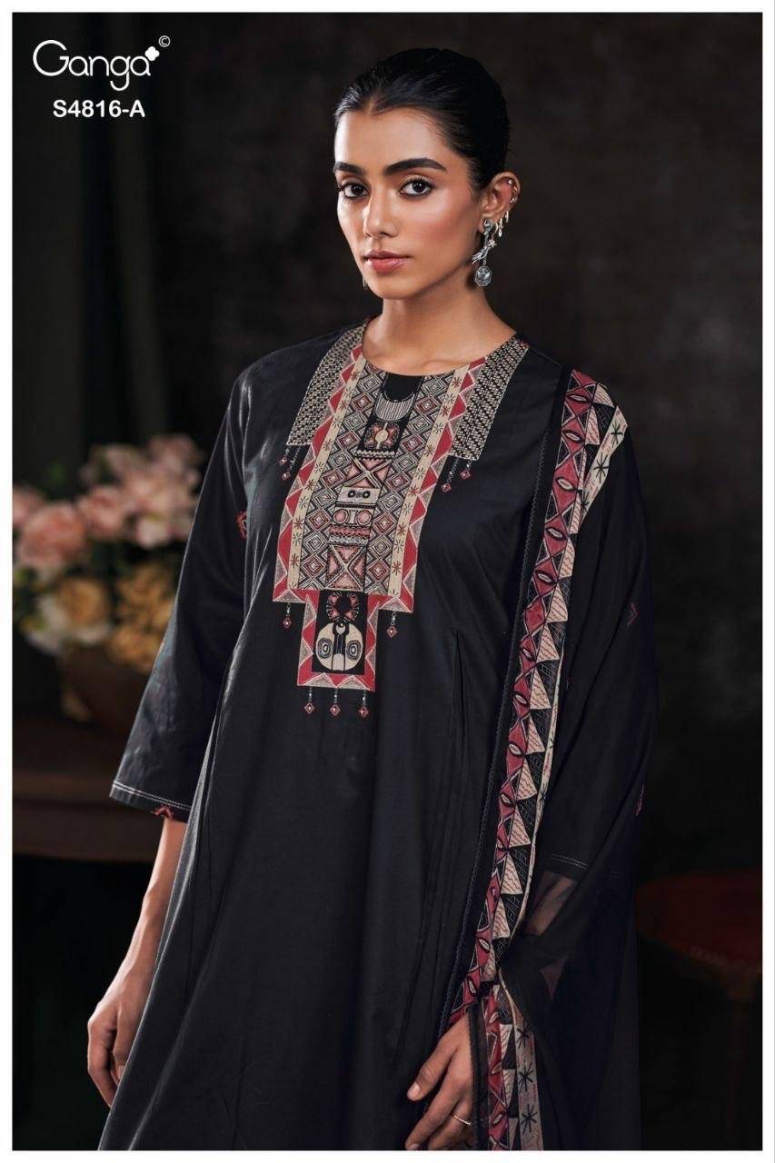 SYLVIA 4816 By GANGA 4816 A TO 4816 D Beautiful Festive Suits Stylish Colorful Fancy Casual Wear & Ethnic Wear PREMIUM COTTON Dresses At Wholesale Price